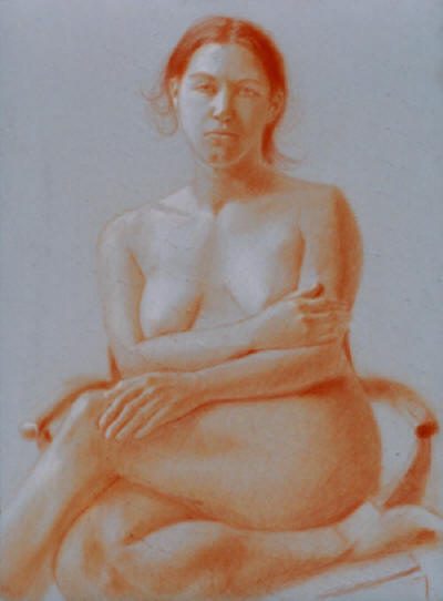 Seated figure sketch in warm tones