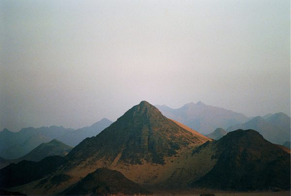 Desert mountains in hazy light