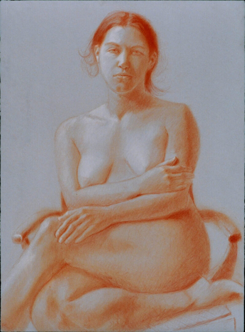 Artistic nude portrait in soft pastels