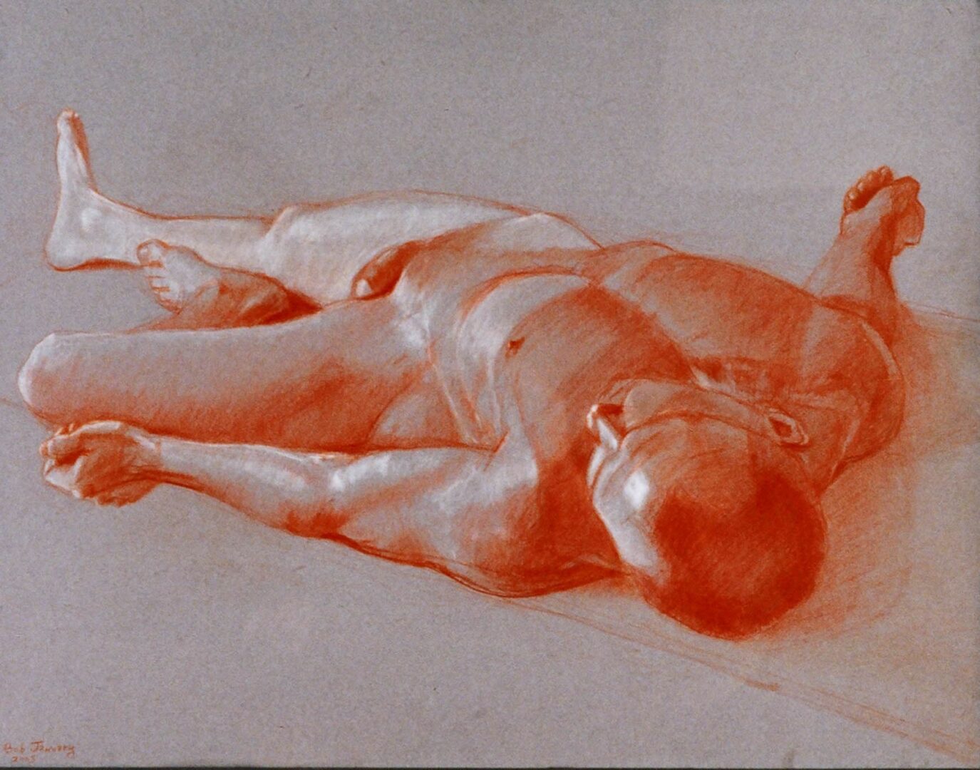 Nude figure on textured paper