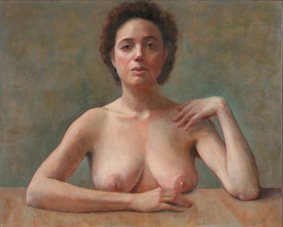 Woman posing in artistic portrait painting